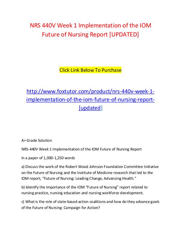 Implementation of the Iom Future of Nursing